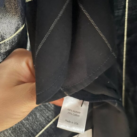 La Ligne New York Sadie Striped V Neck Long Sleeve Midi Dress Navy Blue White S - Picture 10 of 13